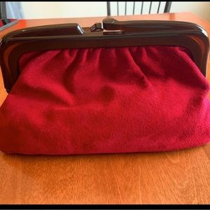 Italian Suede Clutch. Maroon.
Bakelite Closure